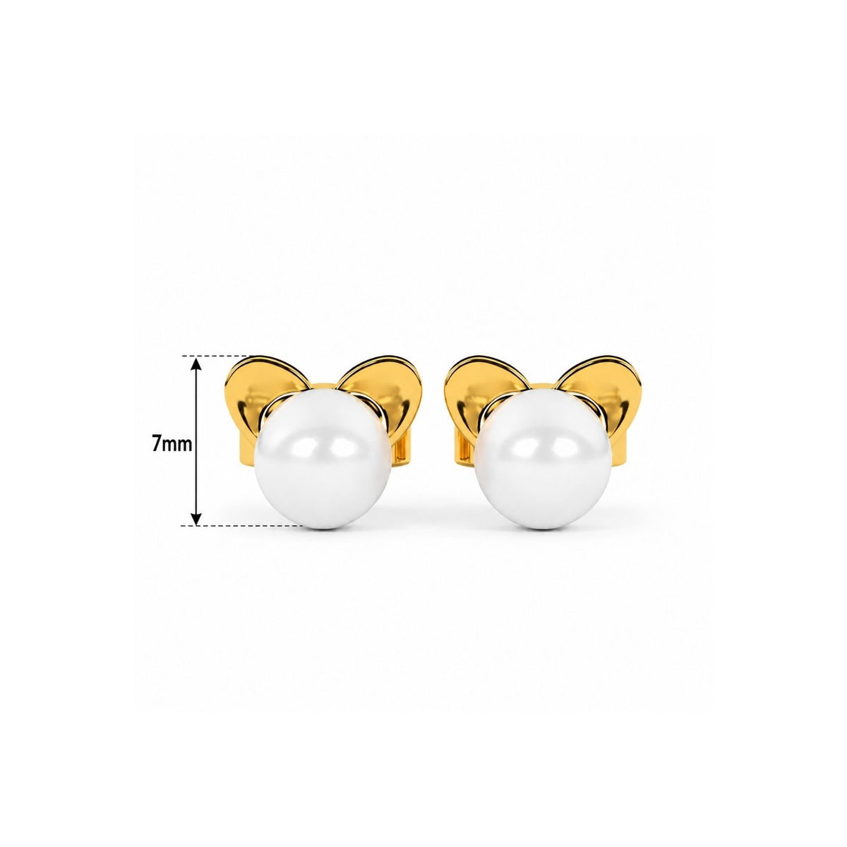 Bow Pearl Stud Earrings for Women - 925 Sterling Silver