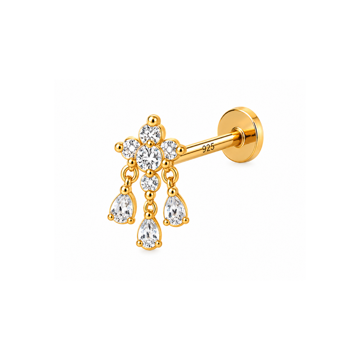 Chandelier Drop Nose Pin - 925 Sterling Silver