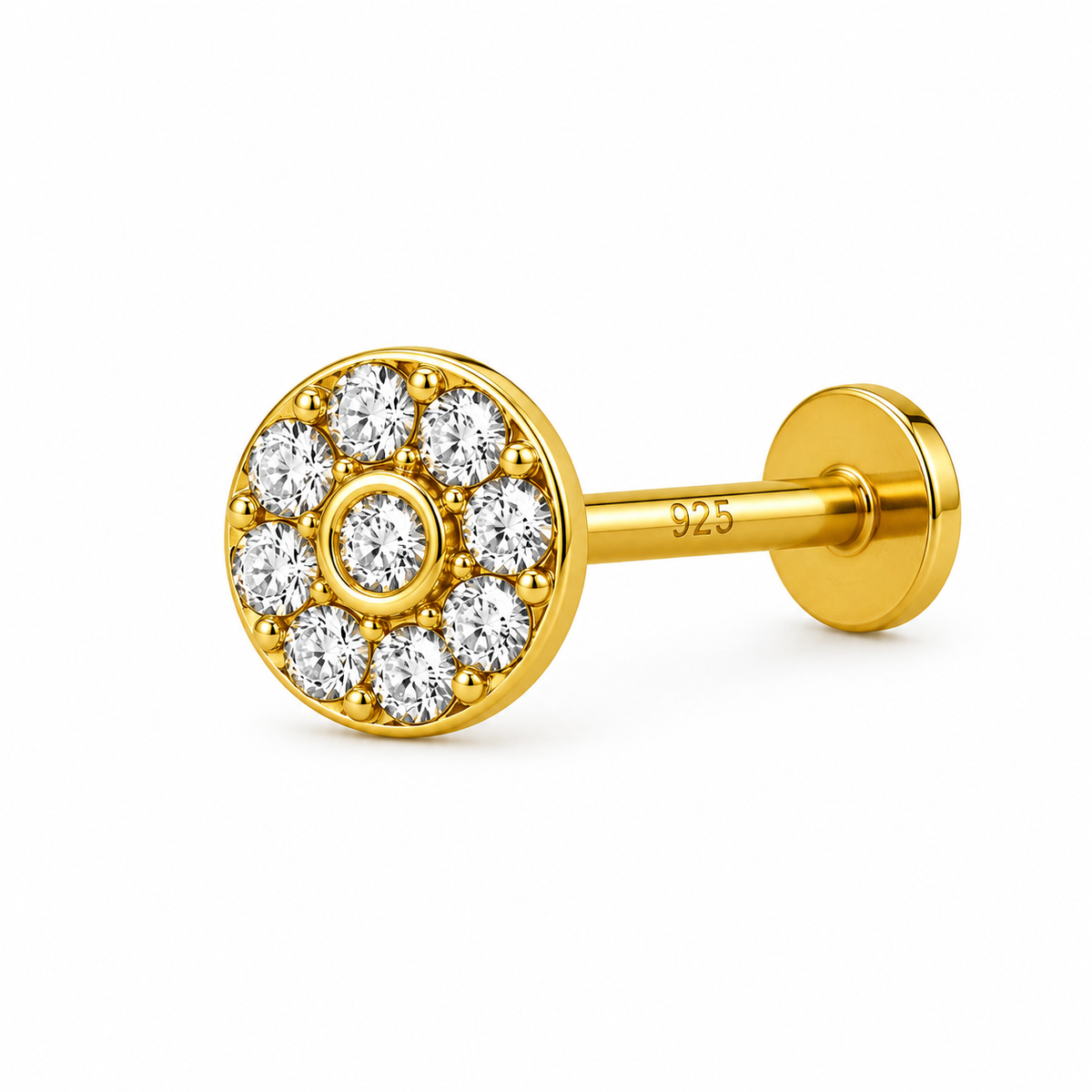 Round Bezel Centre Halo Nose Pin - back view with clasp