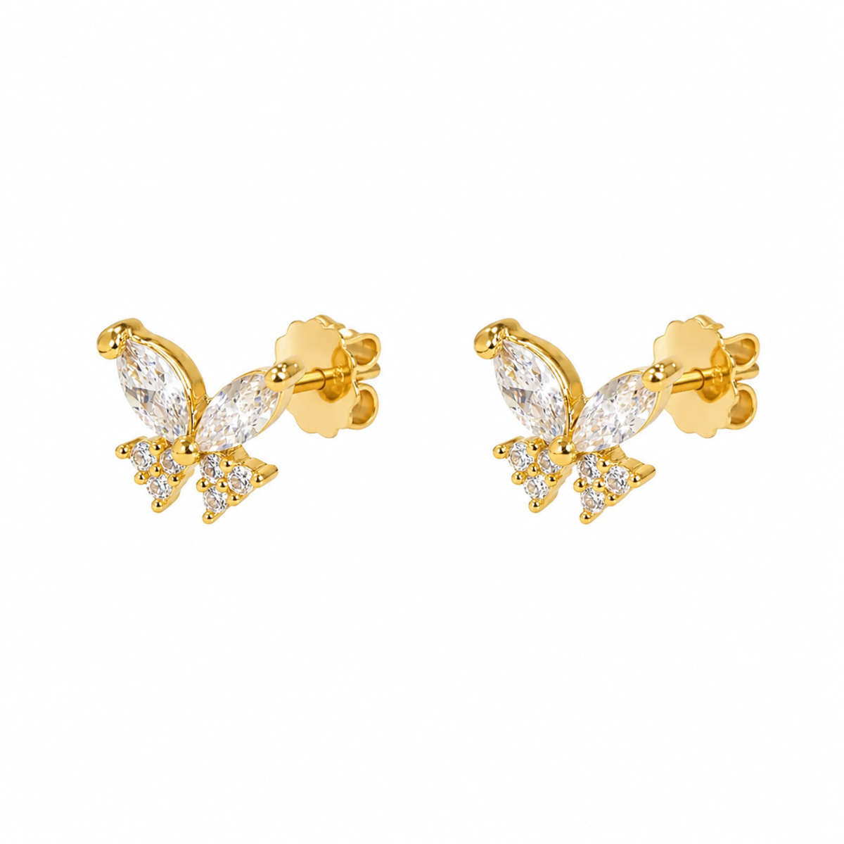 Butterfly Marquise White Cz Screw-Back Stud Earrings - 925 sterling silver earrings for women