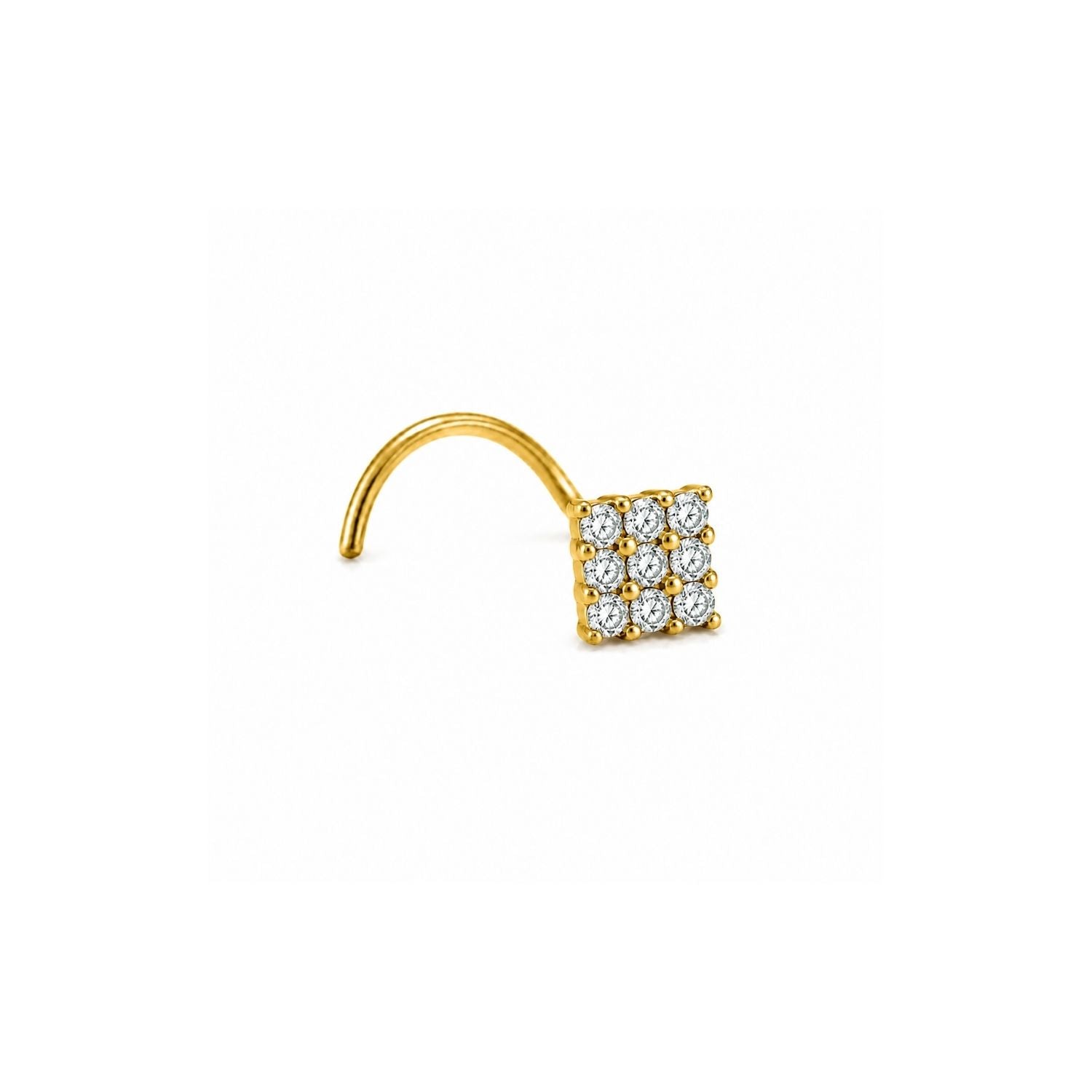 Square Pave CZ Nose Pin 925 Sterling Silver