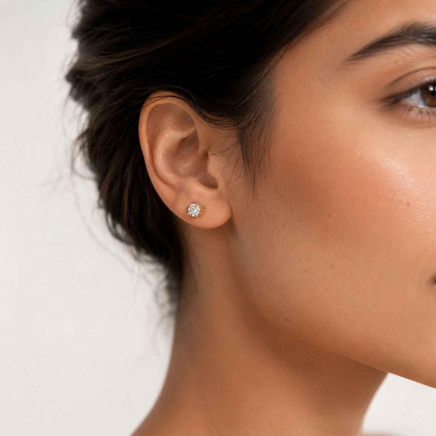 7mm Diamond Studs - 925 Sterling Silver Gold Plated