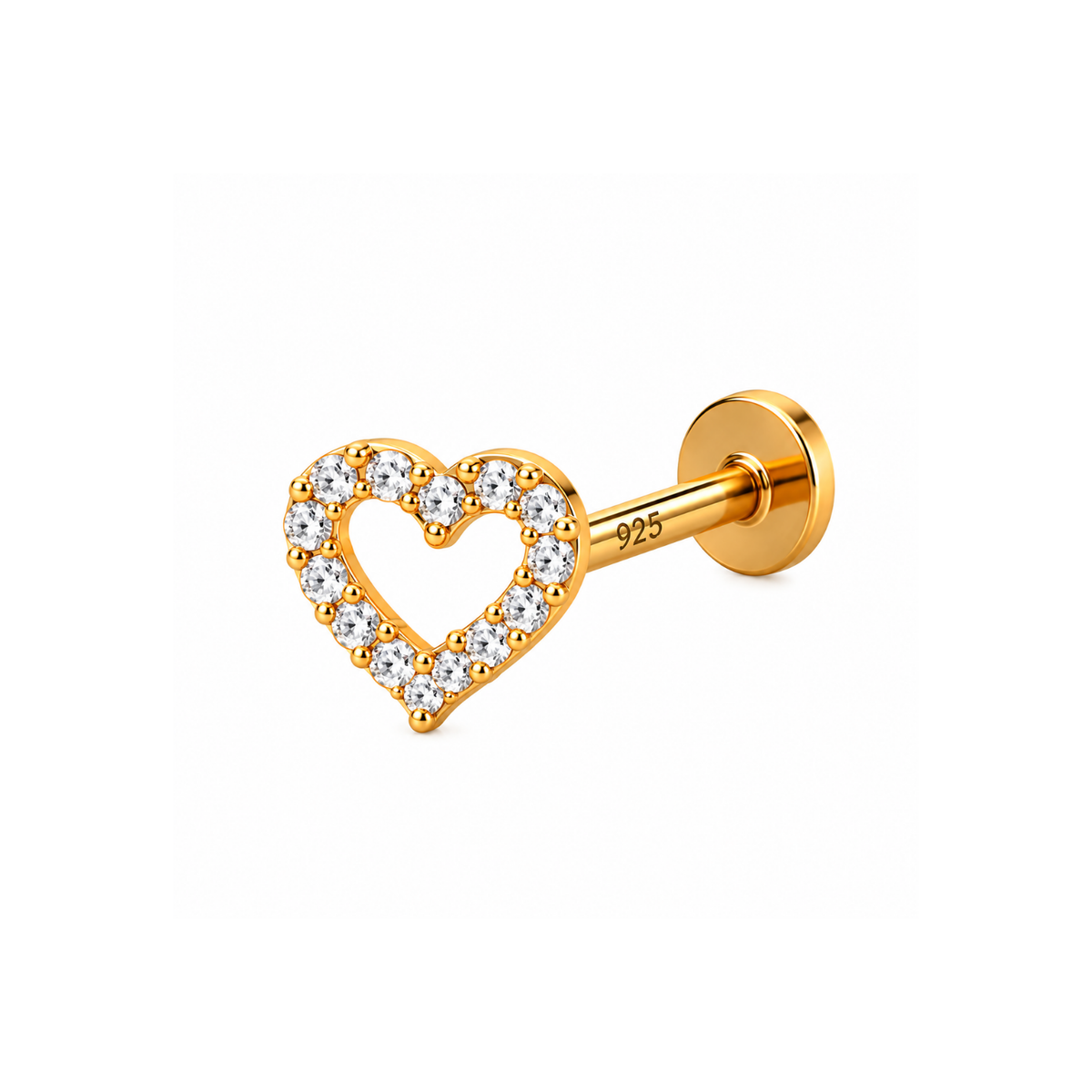 Open Heart Nose Pin - 925 Sterling Silver