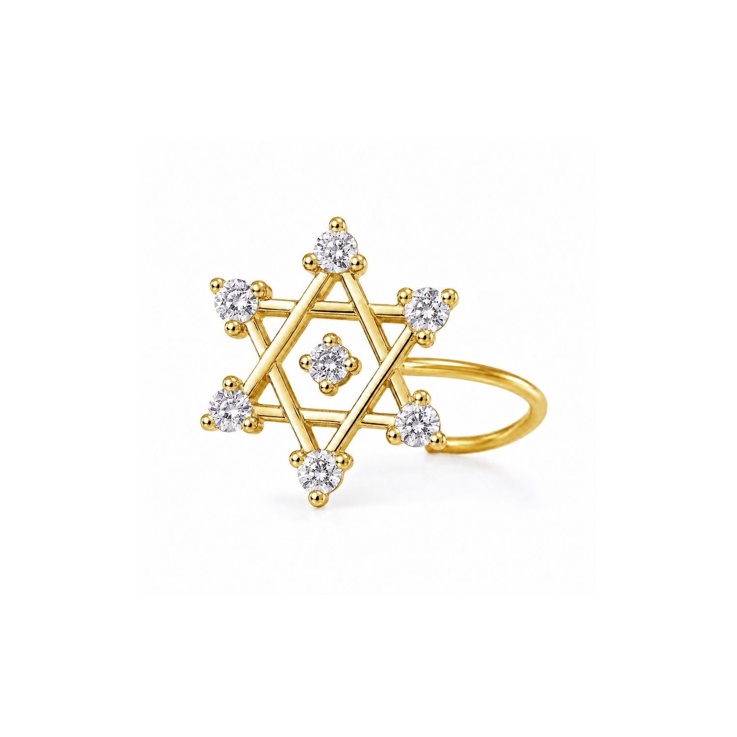 Six Pointed Star CZ Nose Pin 925 Sterling Silver