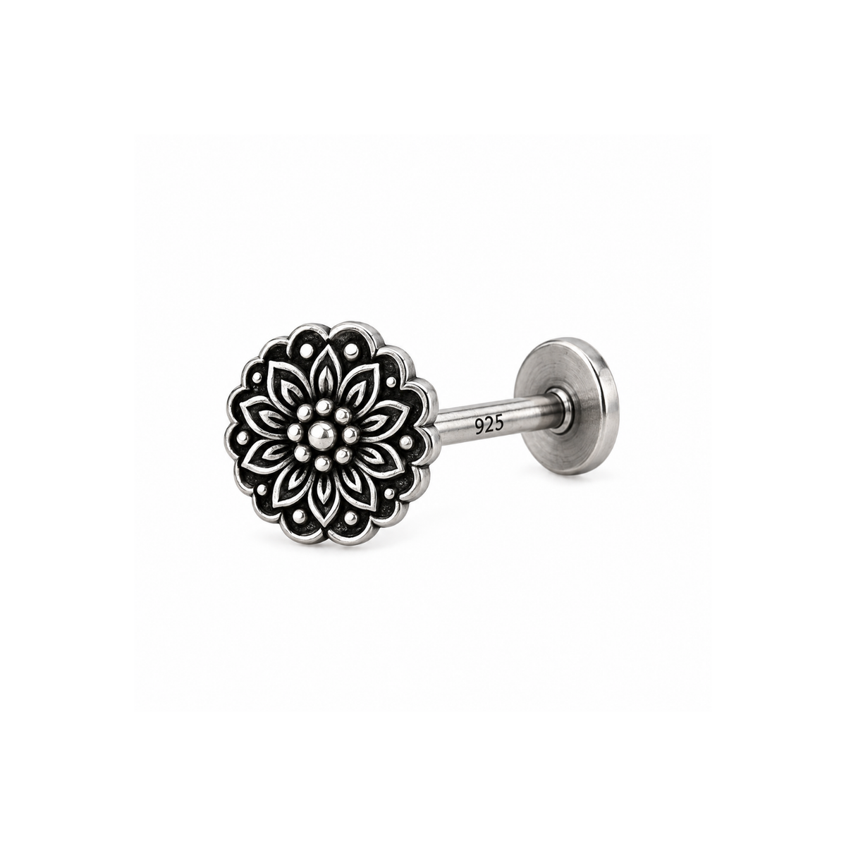 Mandala Flower Nose Pin for Women - 925 Sterling Silver