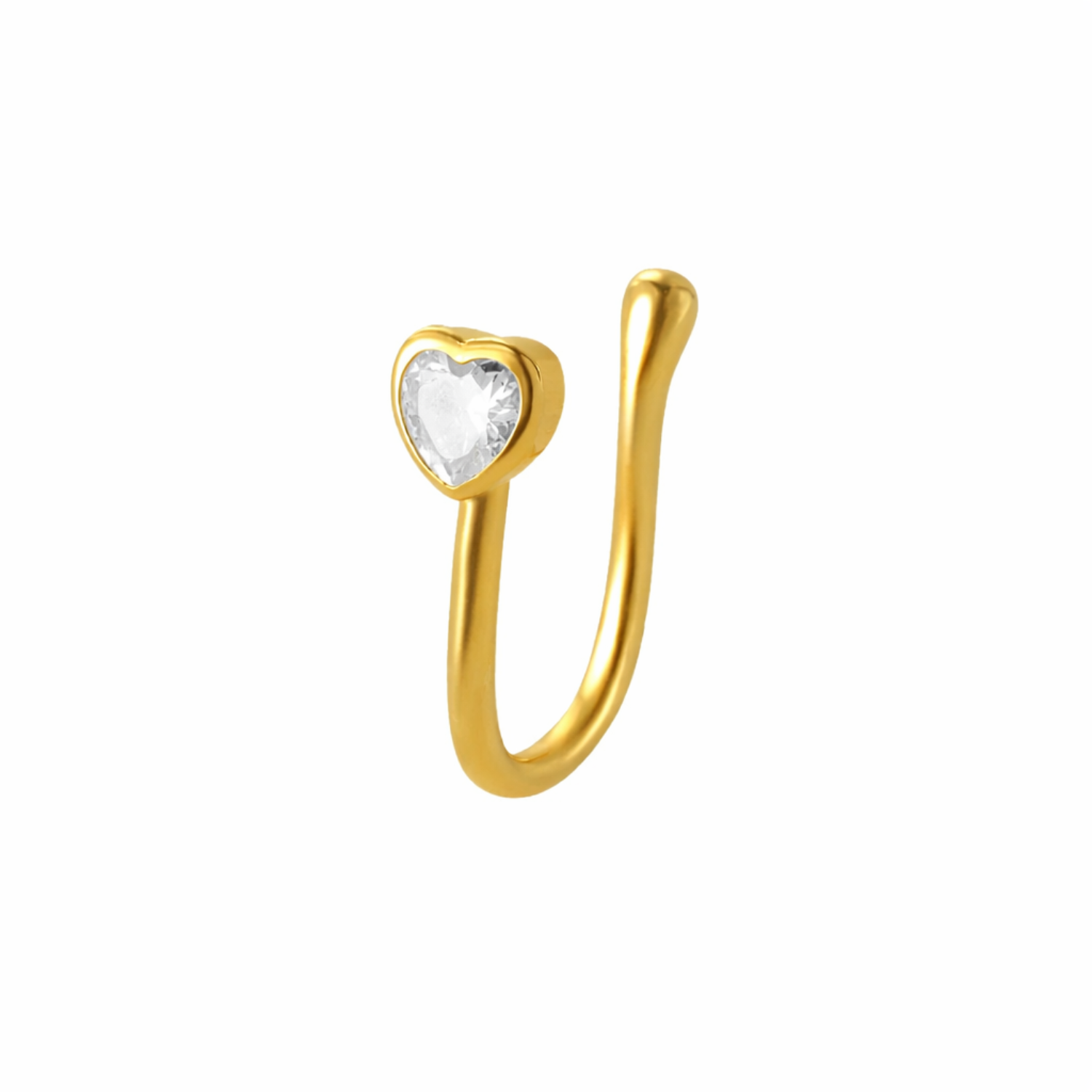 White Cz Heart Nose Pin – Sterling Silver