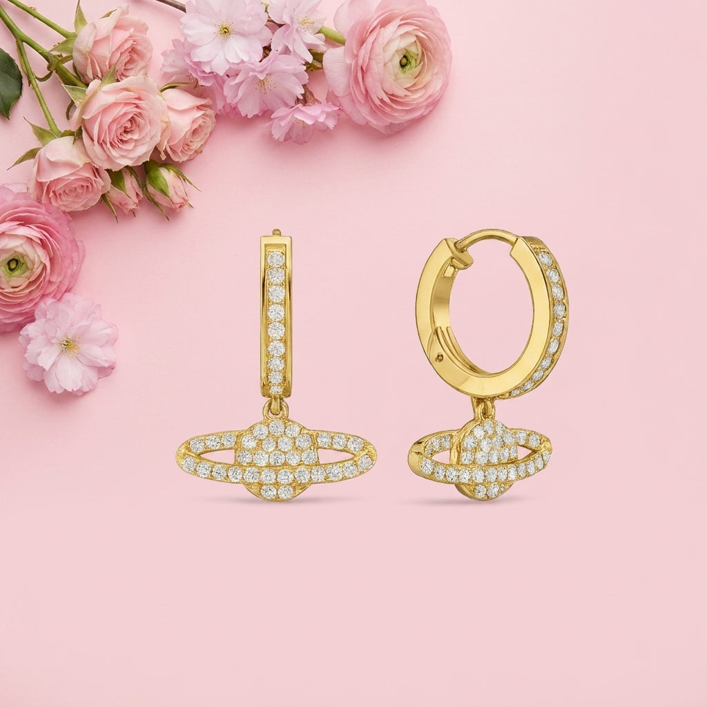 Saturnine Huggies - 925 Sterling Silver Gold Plated