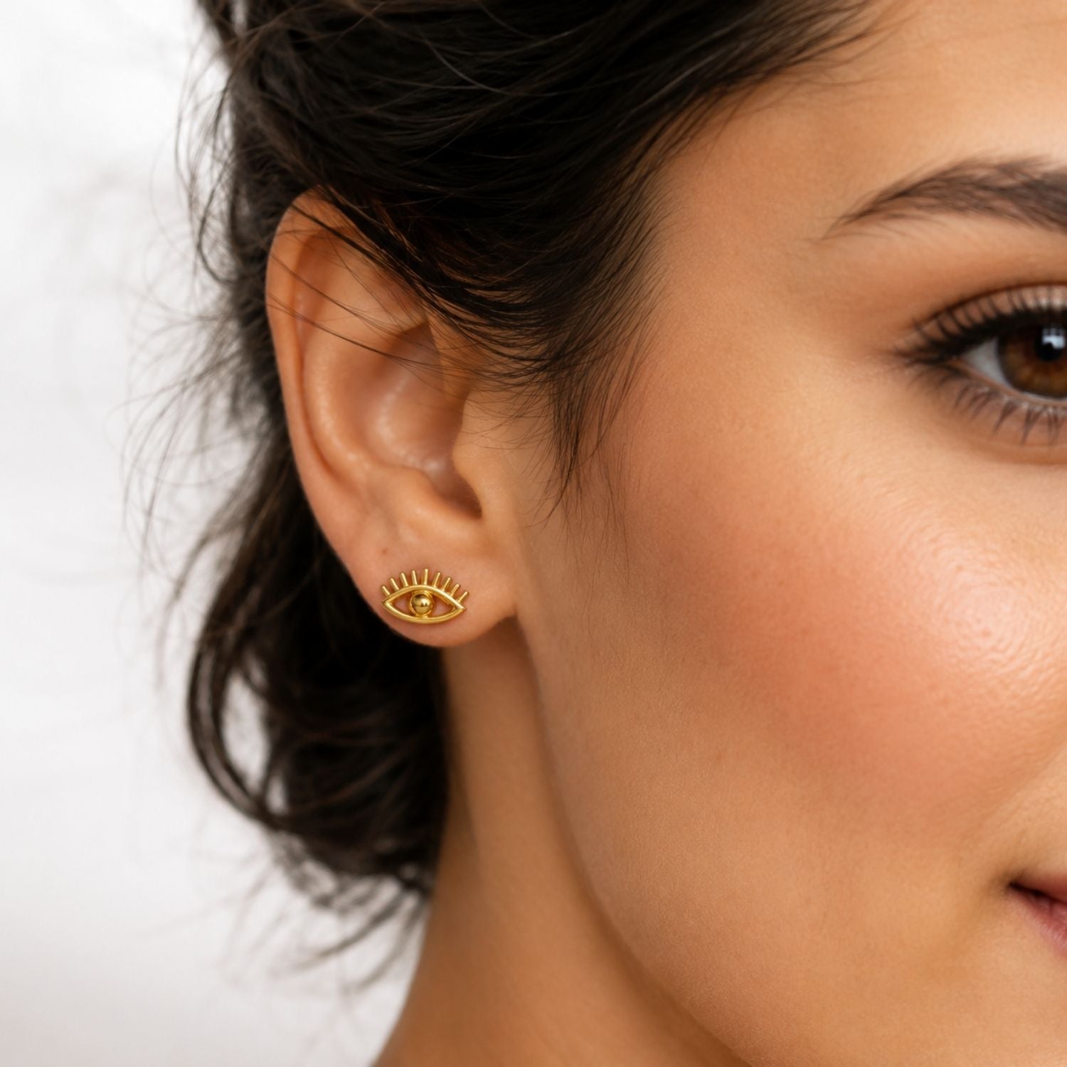 Evil Eye Studs - 925 Sterling Silver Gold Plated