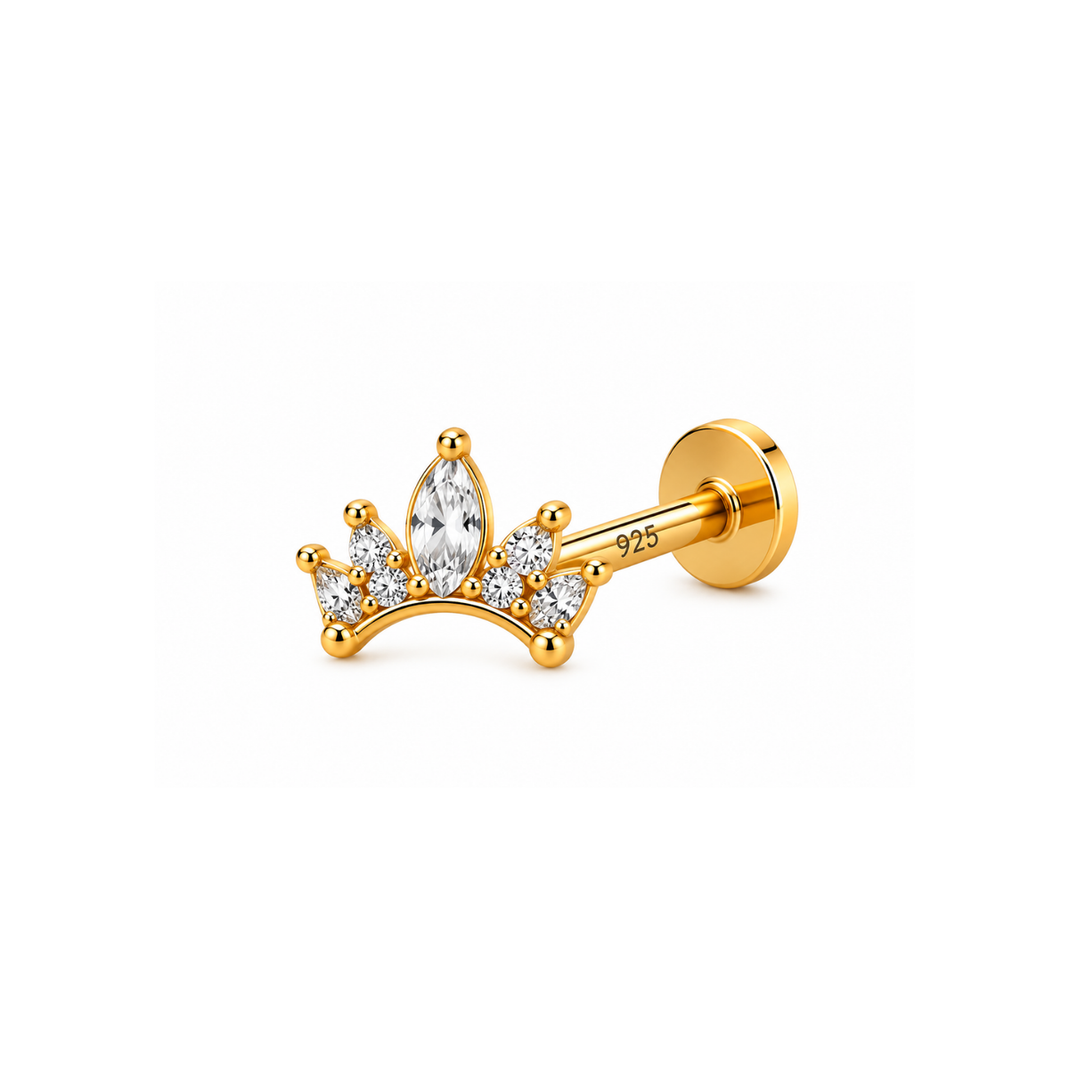 Crown Nose Pin - 925 Sterling Silver
