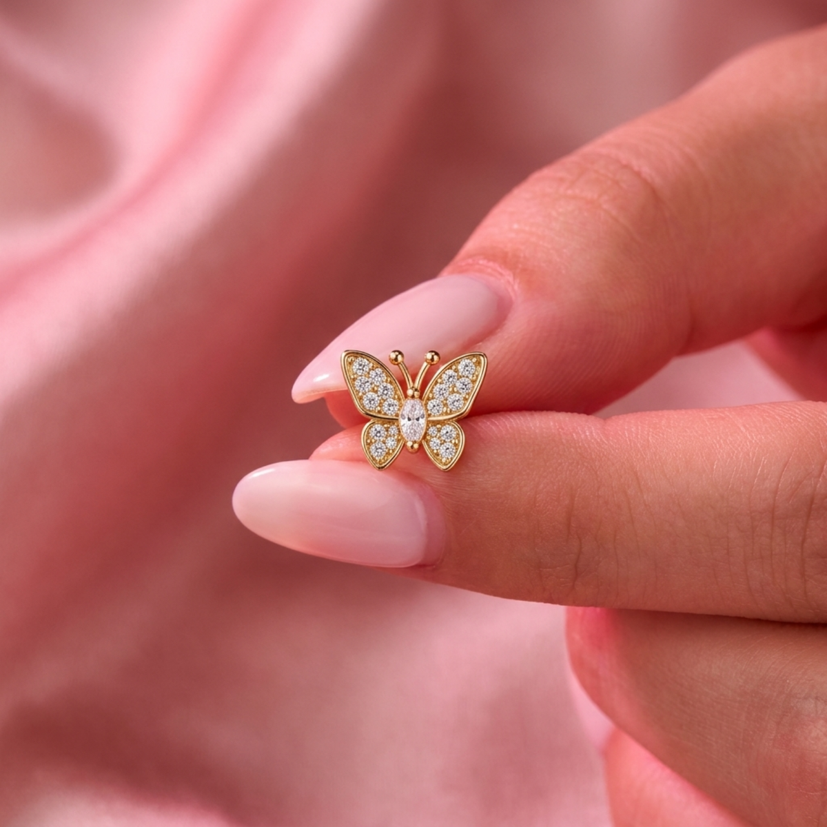 Butterfly Nose Pin - back view with clasp