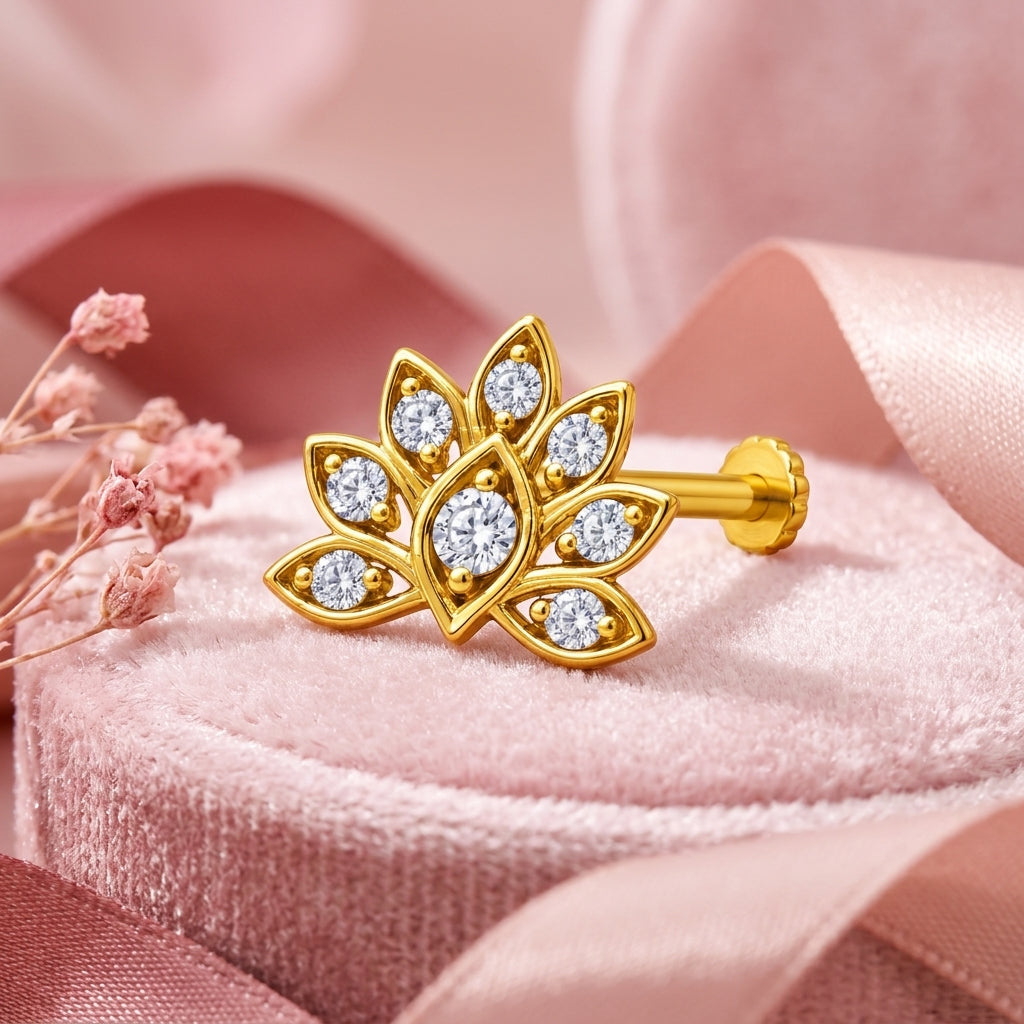 Lotus Petal Nose Pin - 925 Sterling Silver
