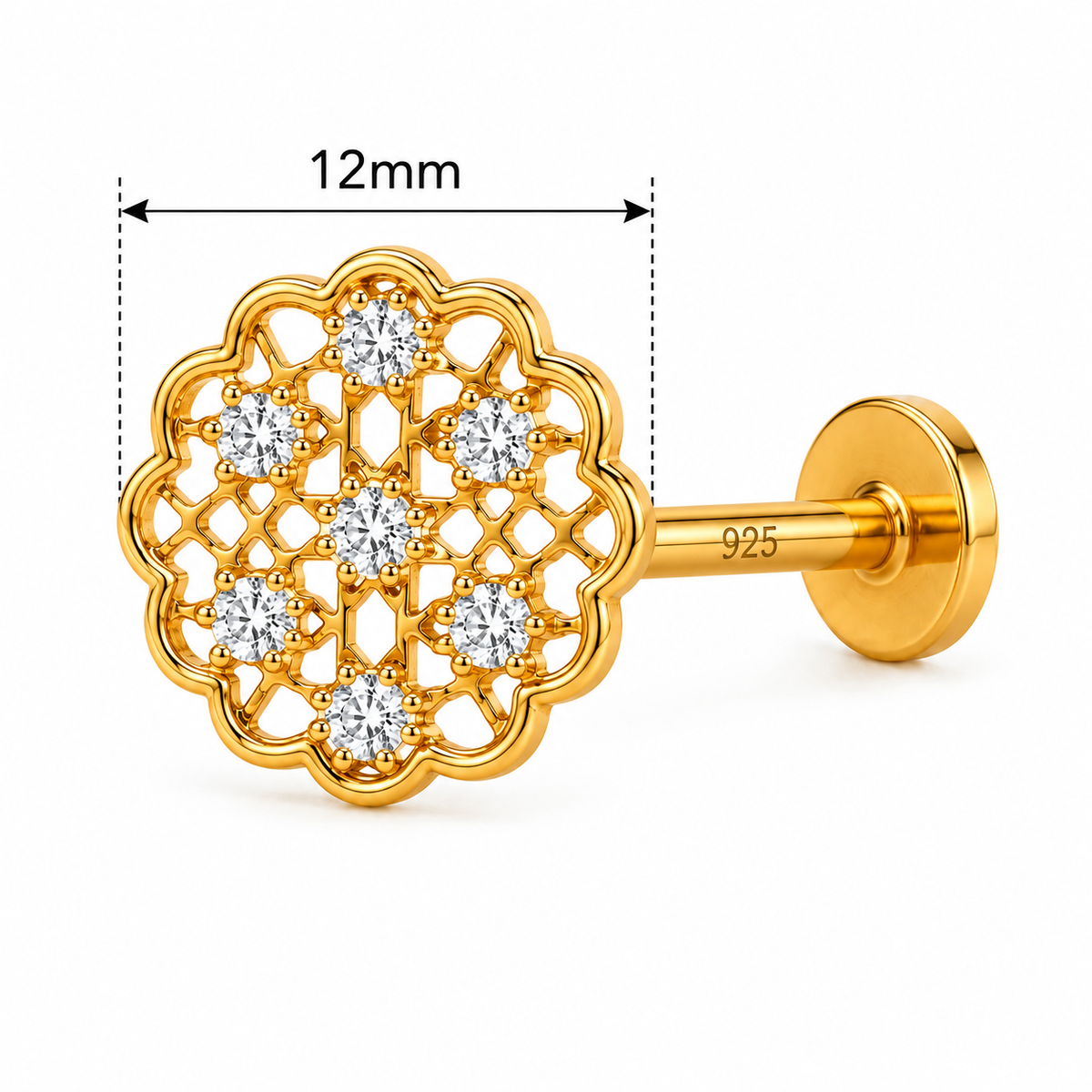 Jali Lattice Nose Ring - close-up detail