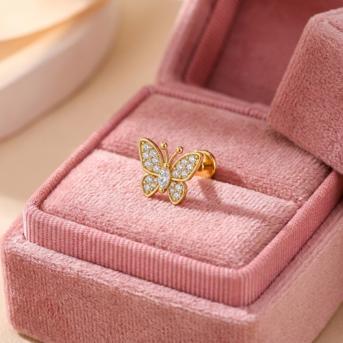Butterfly Nose Pin - packaging and gift box