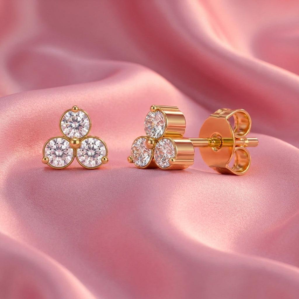 Trinity 3-Stone White Cz Cluster Screw-Back Stud Earrings - 925 sterling silver earrings for women