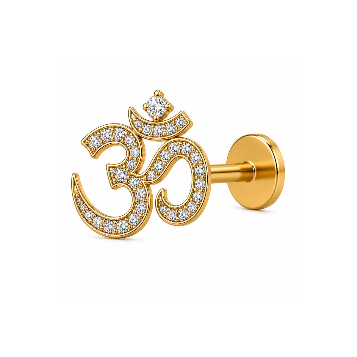 Om Nose Pin - back view with clasp