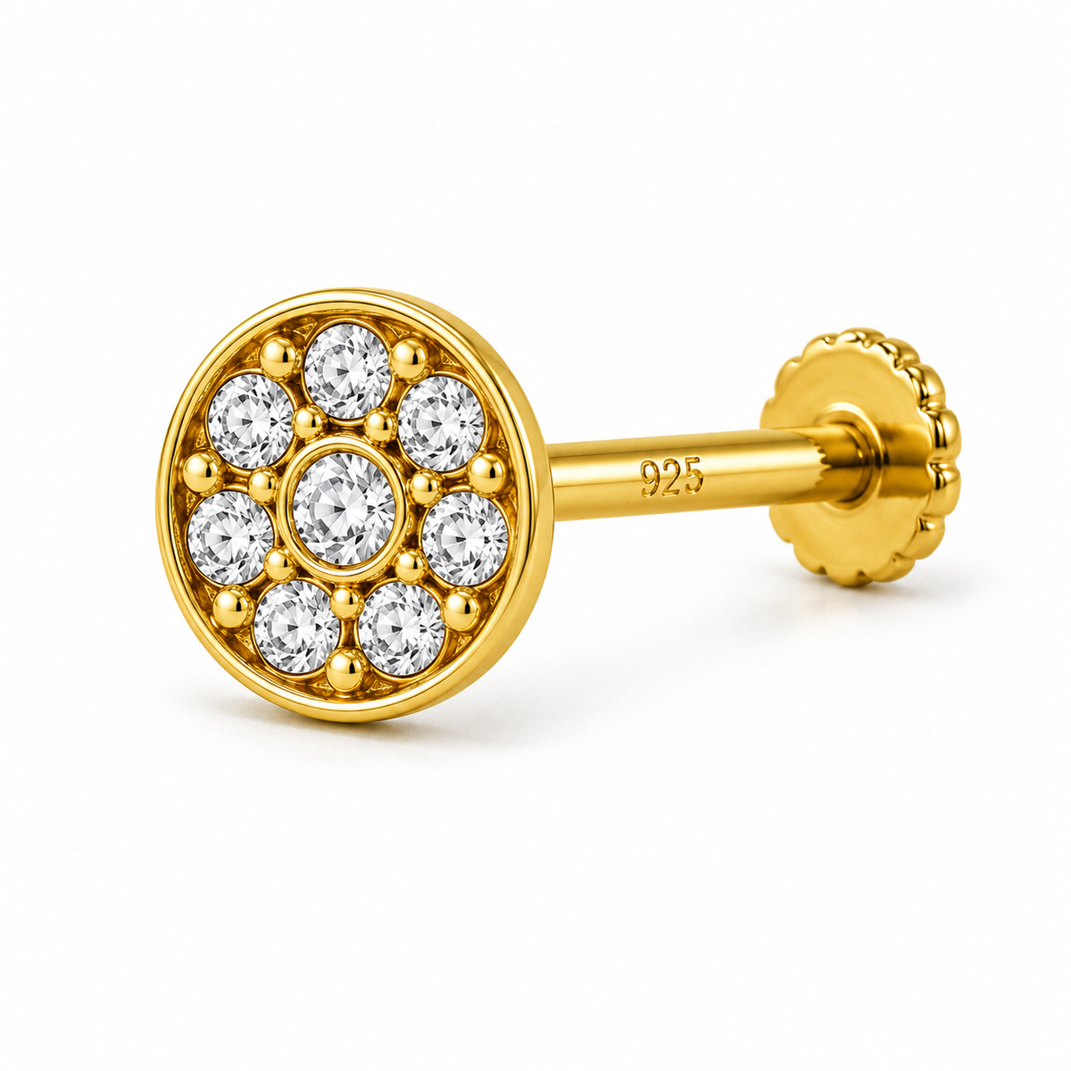 Round Bezel Halo Nose Pin - close-up detail