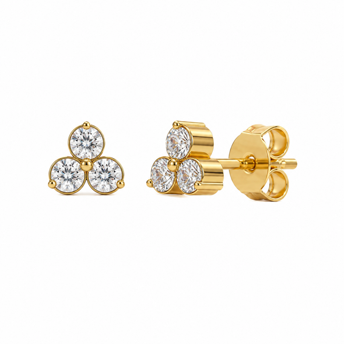 Trinity 3-Stone White Cz Cluster Screw-Back Stud Earrings - 925 sterling silver earrings for women