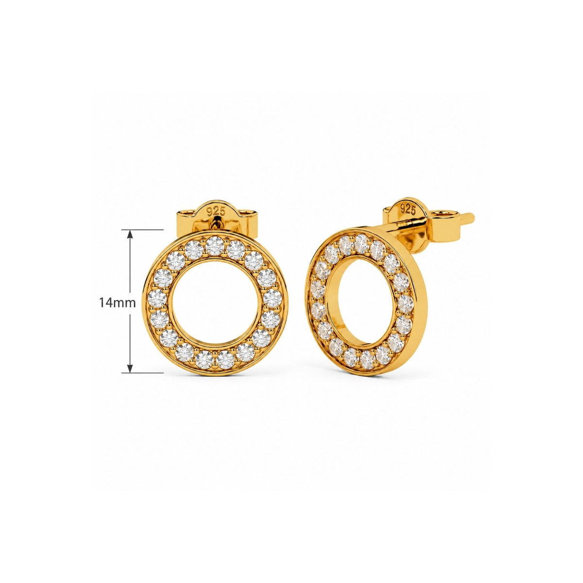 Open Circle Halo White Cz Stud Earrings for Women - 925 Sterling Silver