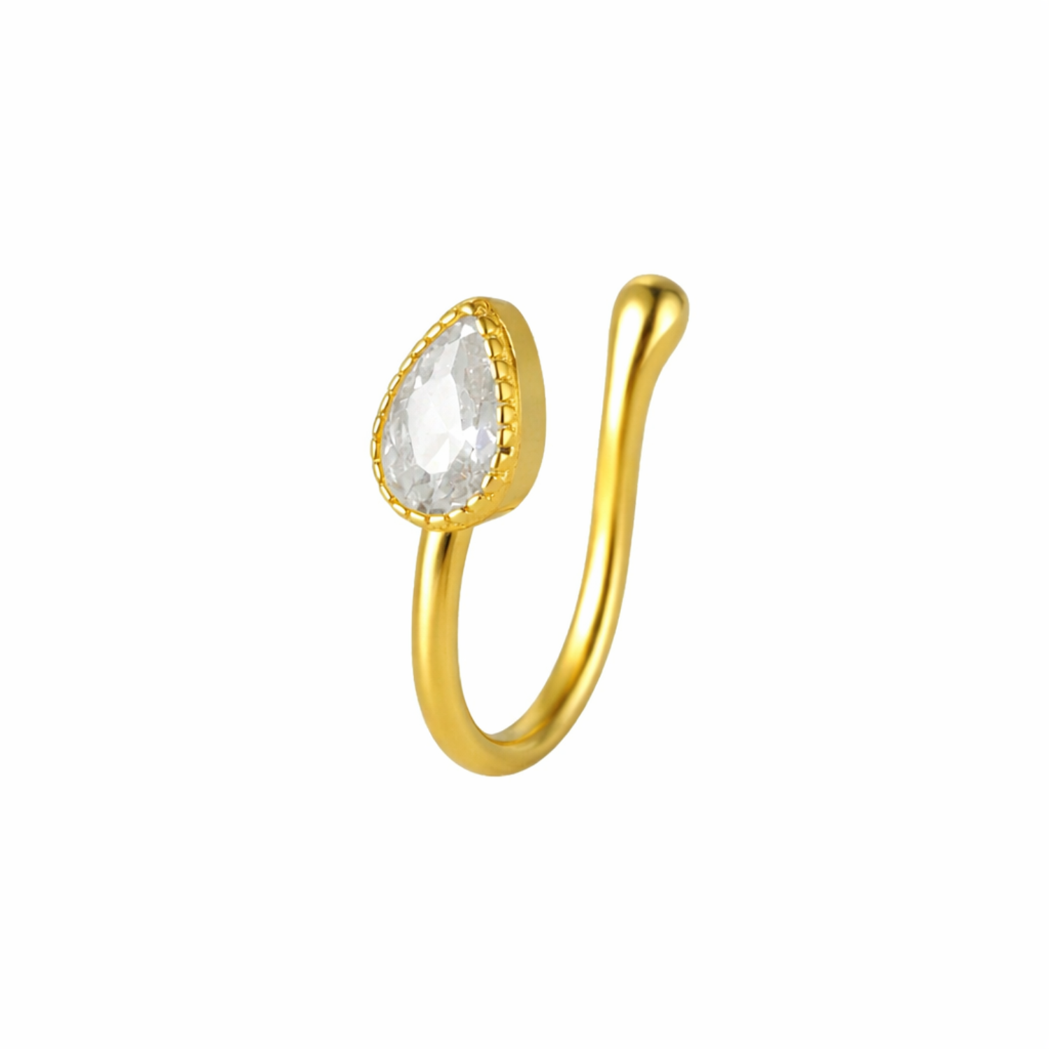 Teardrop White Cz Nose Pin – Sterling Silver