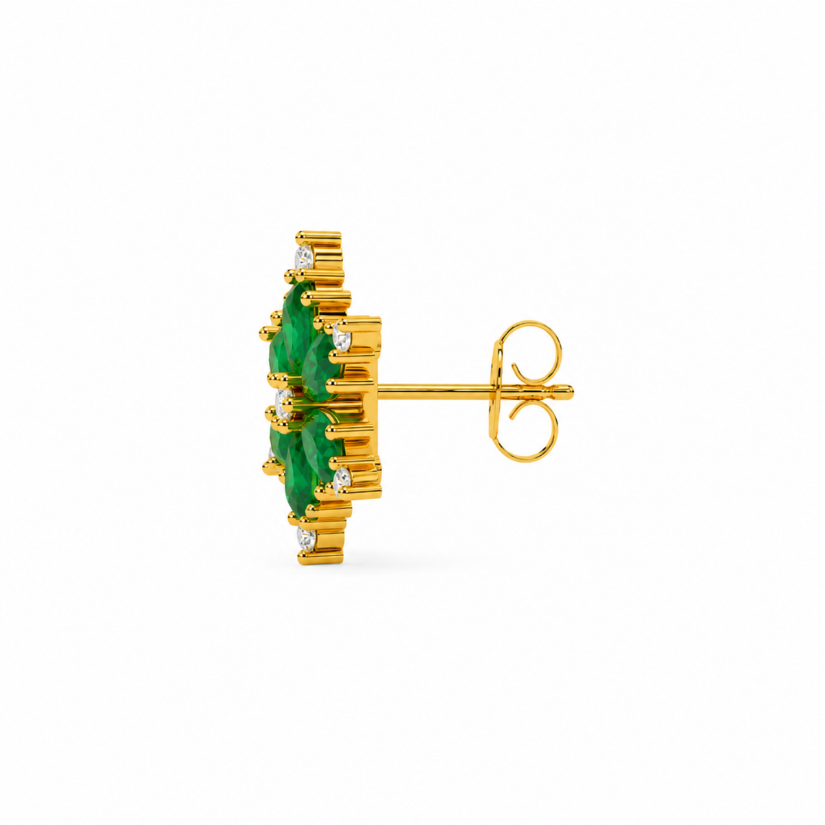 Green Cz Floral Cluster Stud Earrings - 925 sterling silver earrings for women