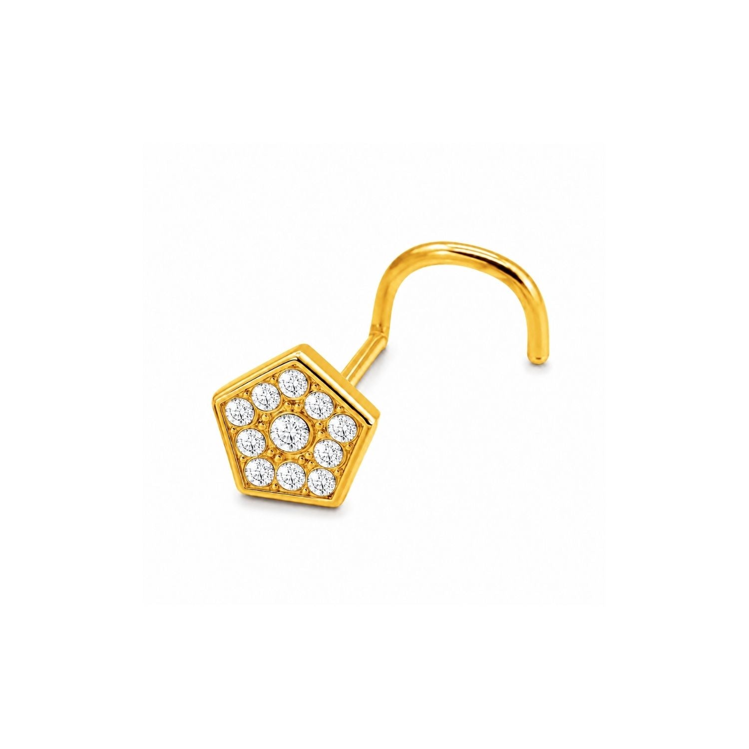 Pentagon Pave CZ Nose Pin 925 Sterling Silver