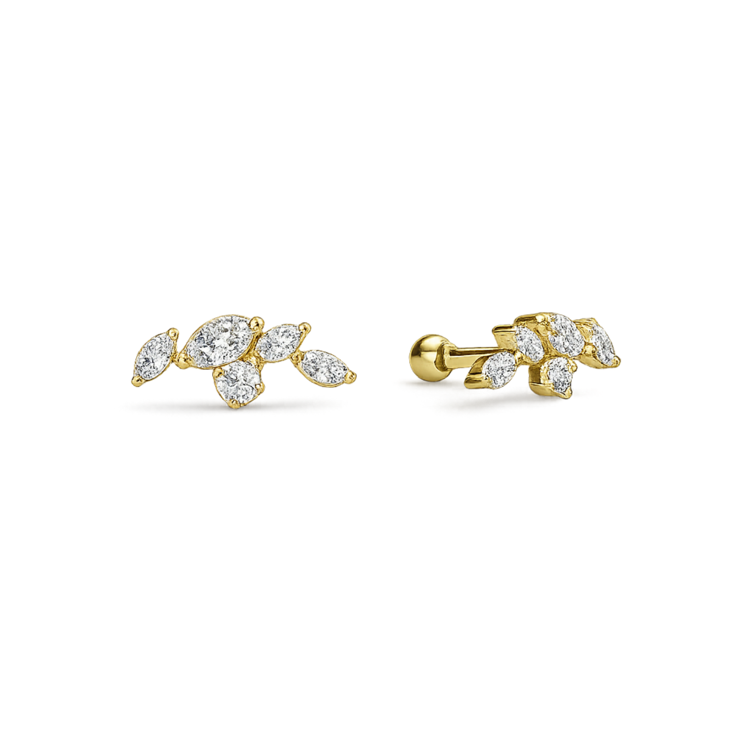 Petal Studs - 925 Sterling Silver Gold Plated