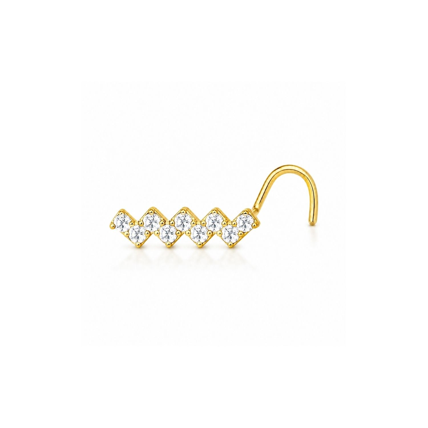 Zigzag Bar CZ Nose Pin 925 Sterling Silver