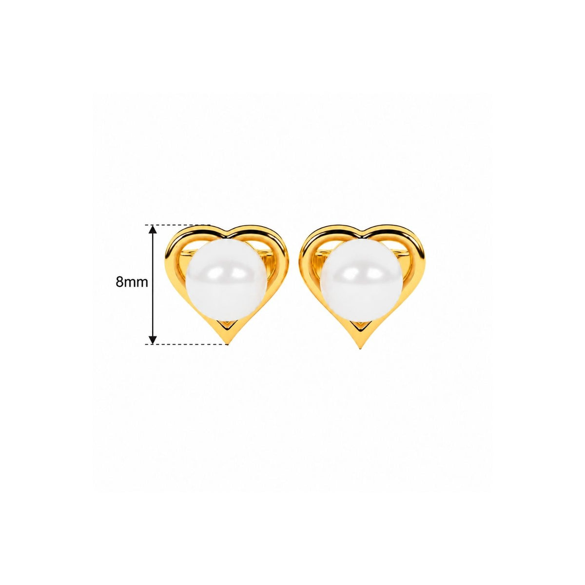 Open Heart Pearl Stud Earrings for Women - 925 Sterling Silver