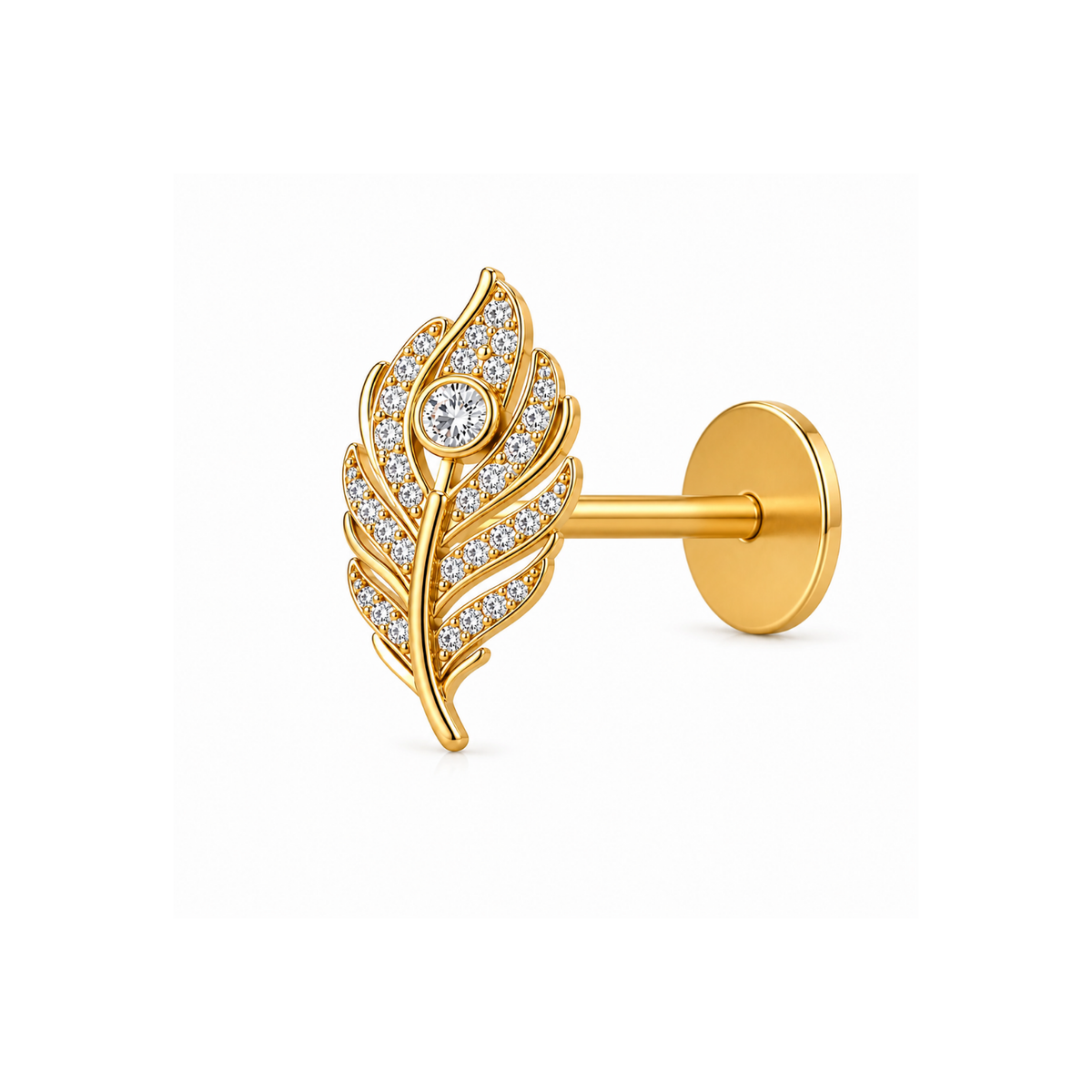 Feather Nose Pin - back view with clasp
