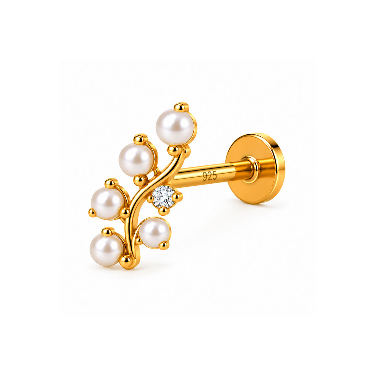 Pearl Vine Nose Pin - 925 Sterling Silver
