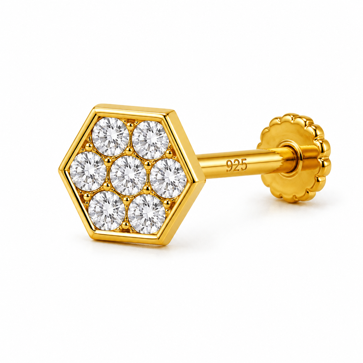 Hexagon Pave Nose Pin - close-up detail