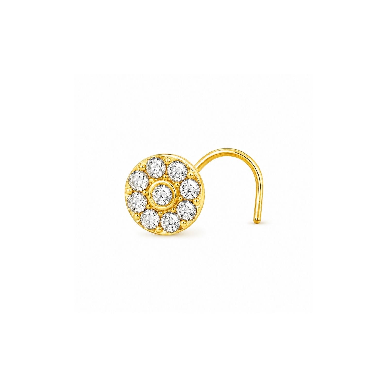 Round Bezel Centre Halo CZ Nose Pin 925 Sterling Silver