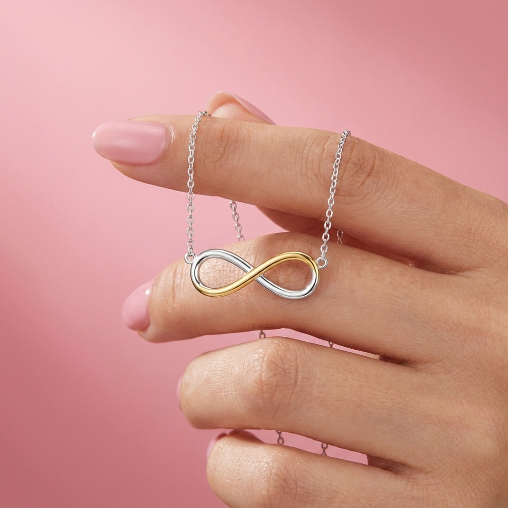 Two Tone Infinity Necklace - 925 sterling silver pendant necklace for women