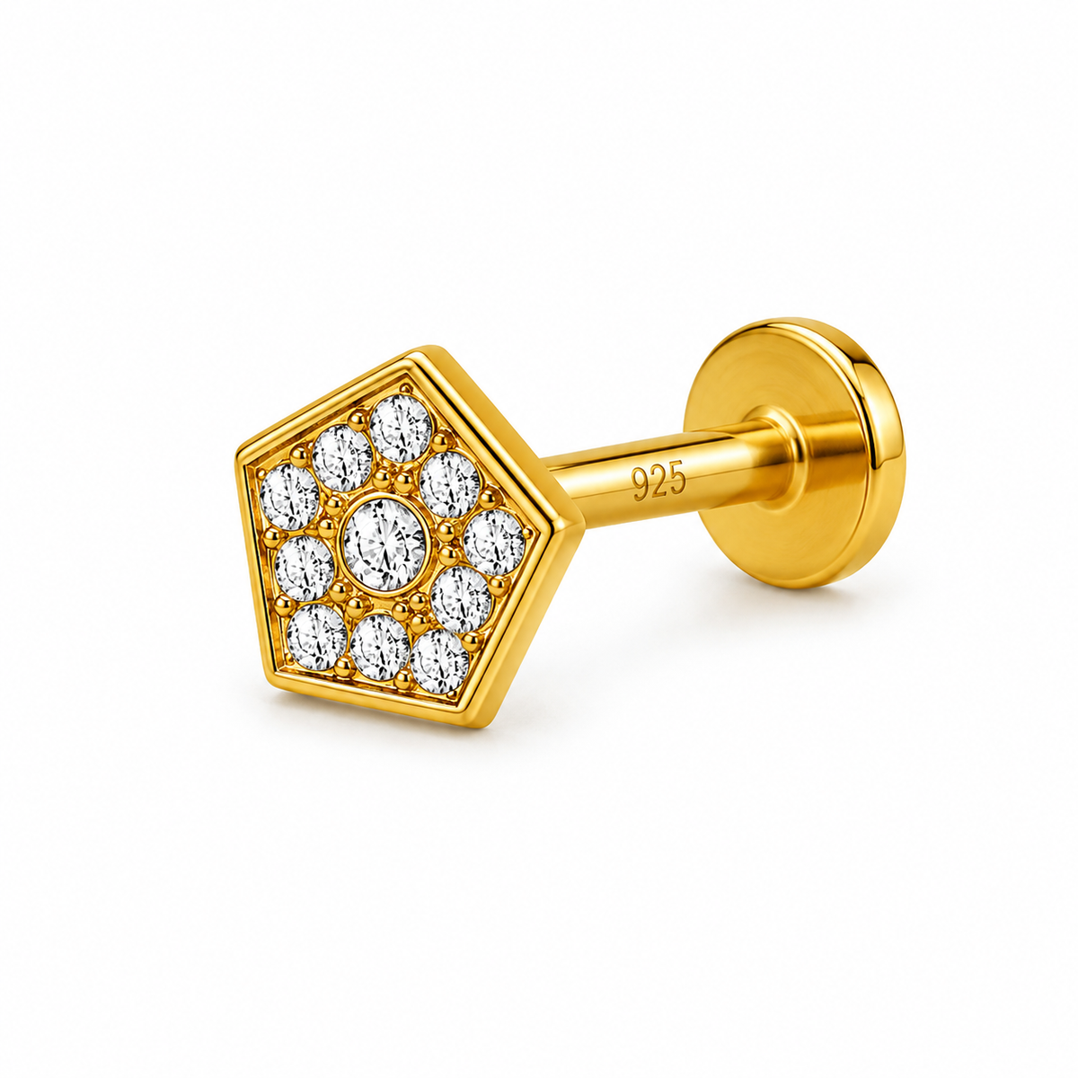 Pentagon Pave Nose Pin - close-up detail