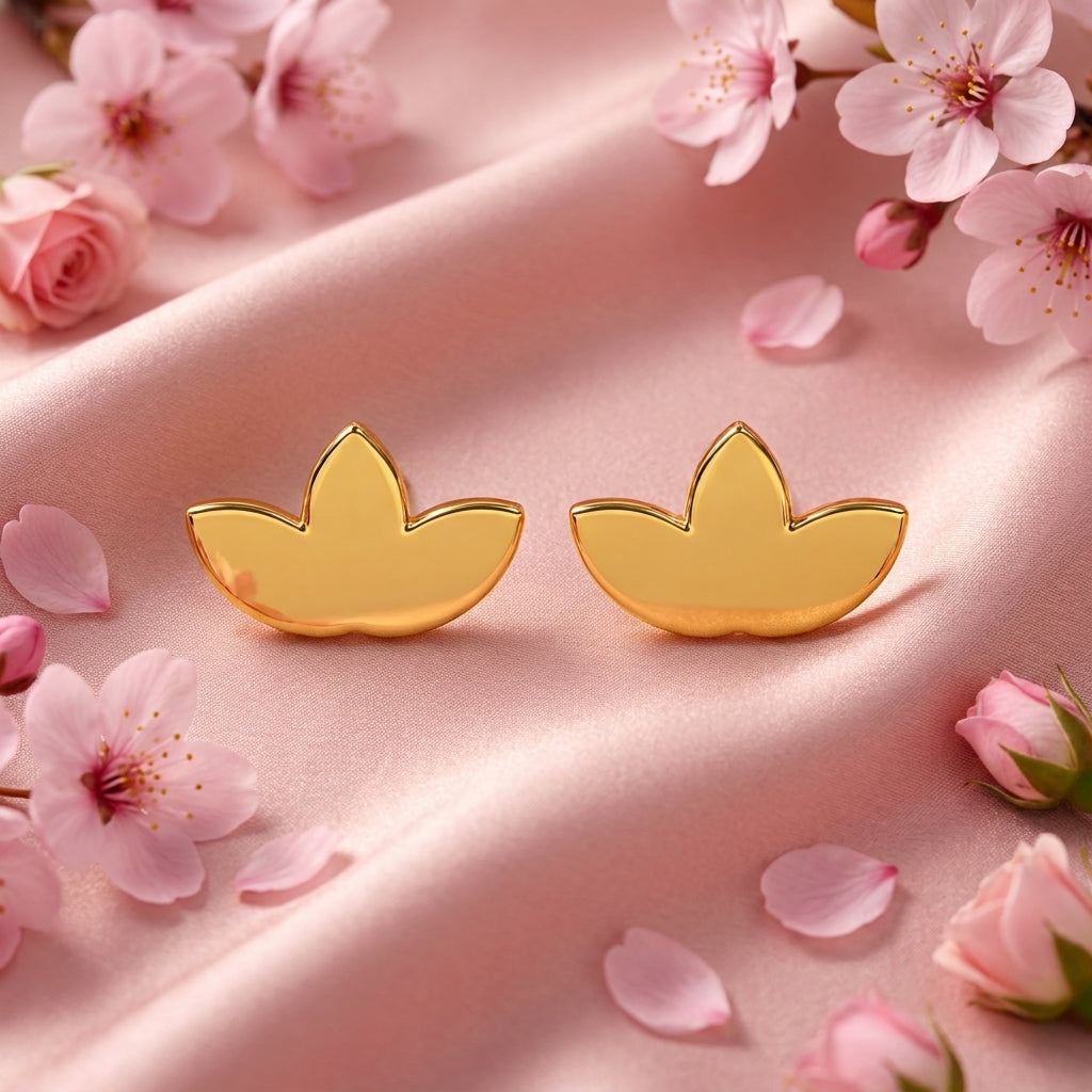 Minimal Lotus Petal Stud Earrings - 925 sterling silver earrings for women