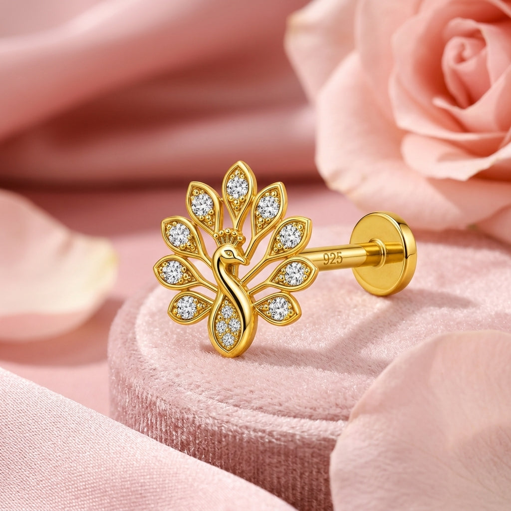 Peacock Fan Tail Nose Ring - packaging and gift box