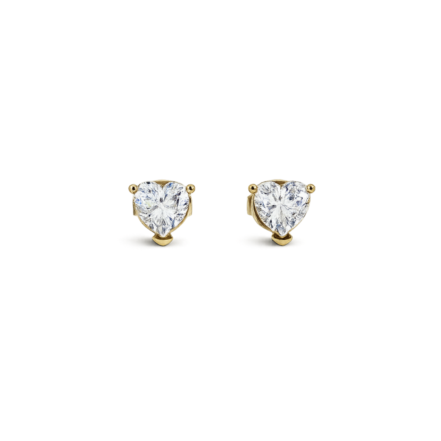 Heart Diamond Studs - 925 Sterling Silver Gold Plated