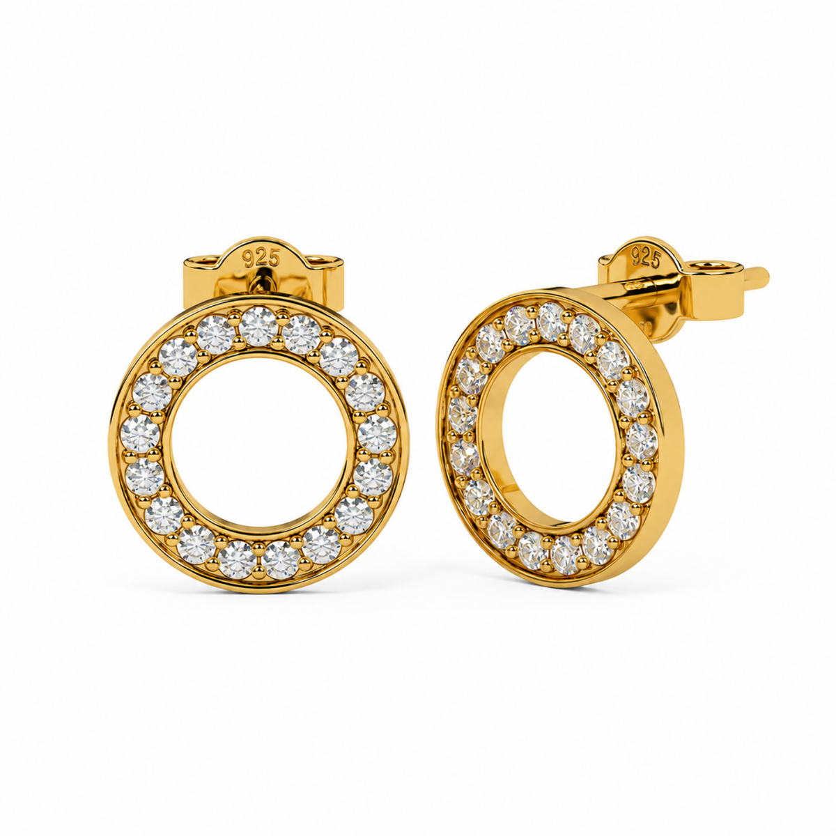 Open Circle Halo White Cz Stud Earrings - 925 sterling silver earrings for women