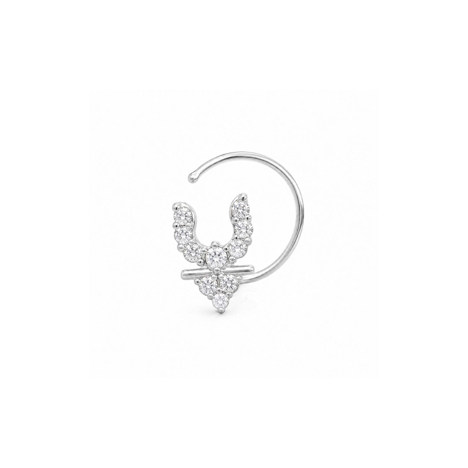 Angel Wings CZ Nose Ring 925 Sterling Silver