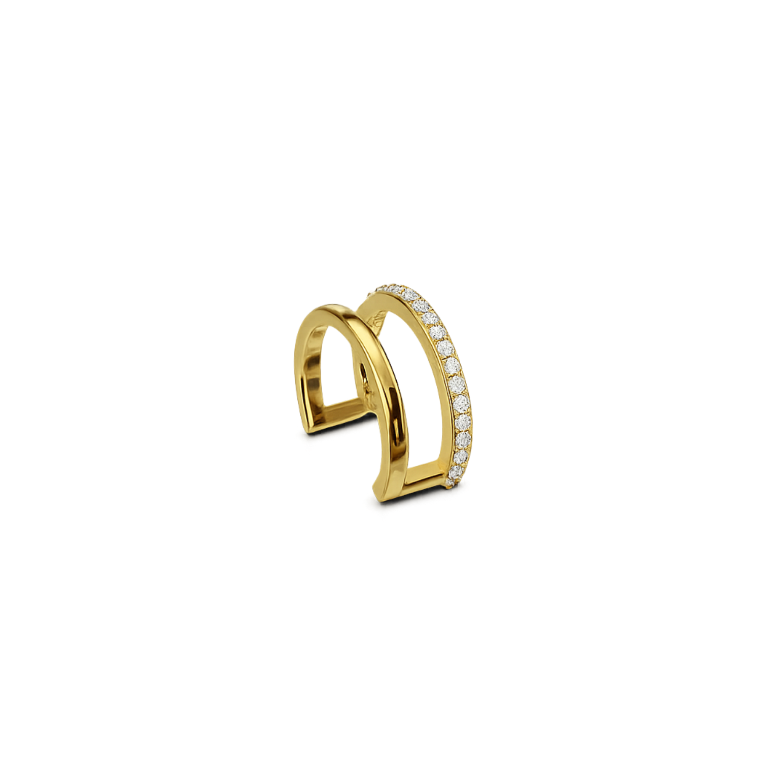 Half Diamond Ear Cuff - 925 Sterling Silver Gold Plated