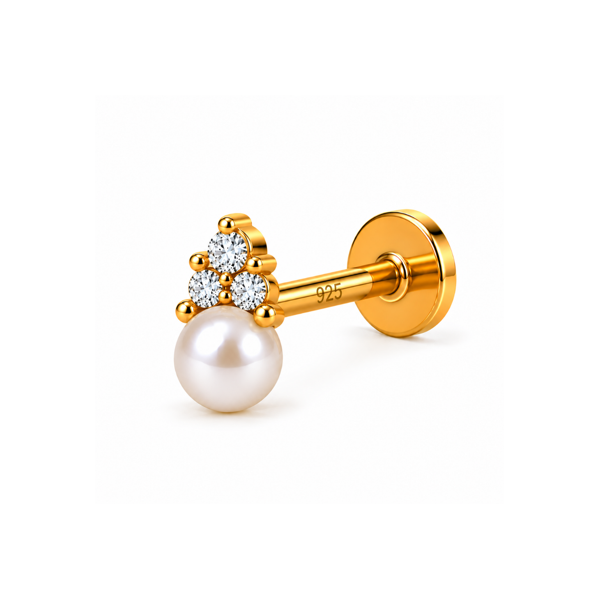 Pearl Trio Top Nose Pin - 925 Sterling Silver