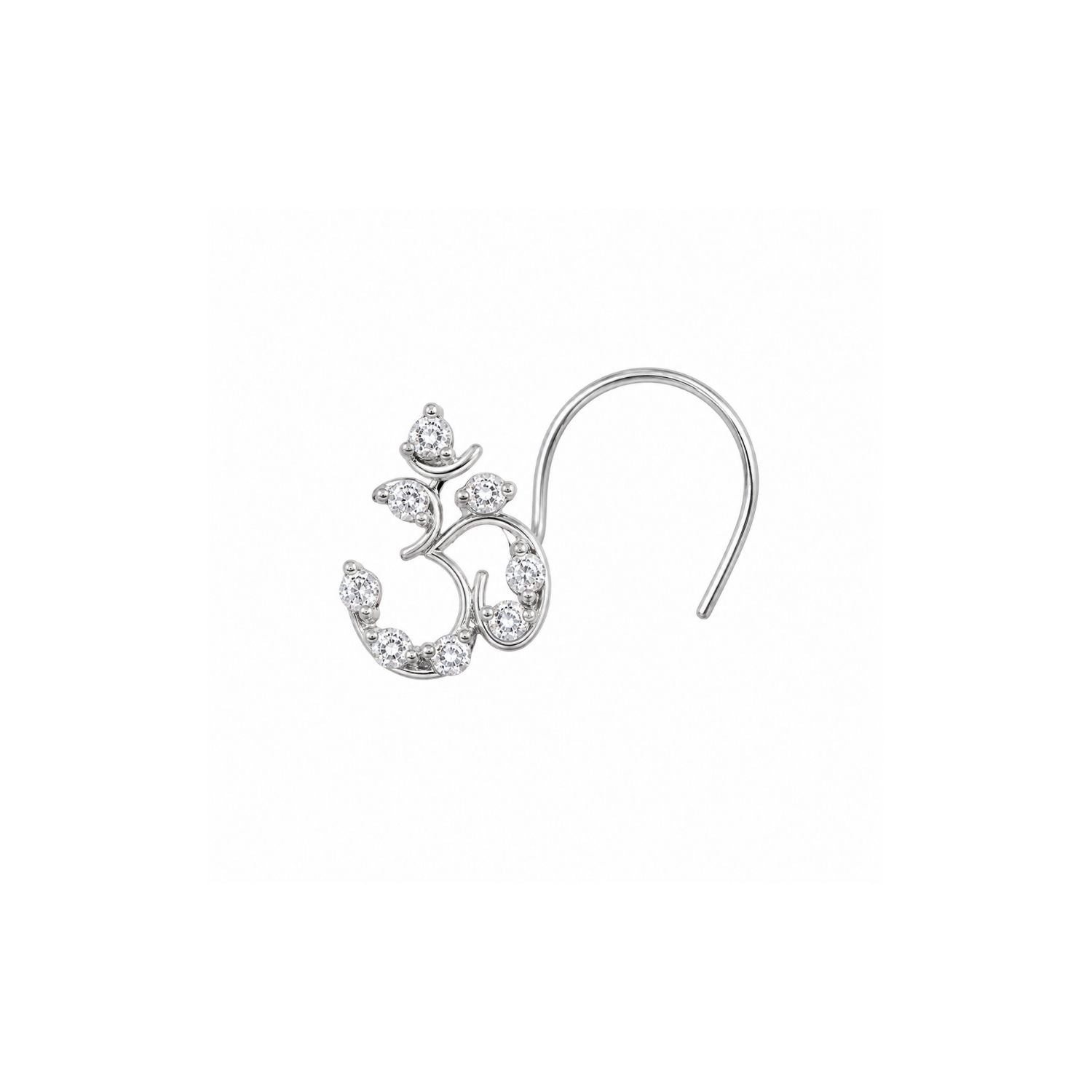 Om Symbol CZ Nose Pin 925 Sterling Silver