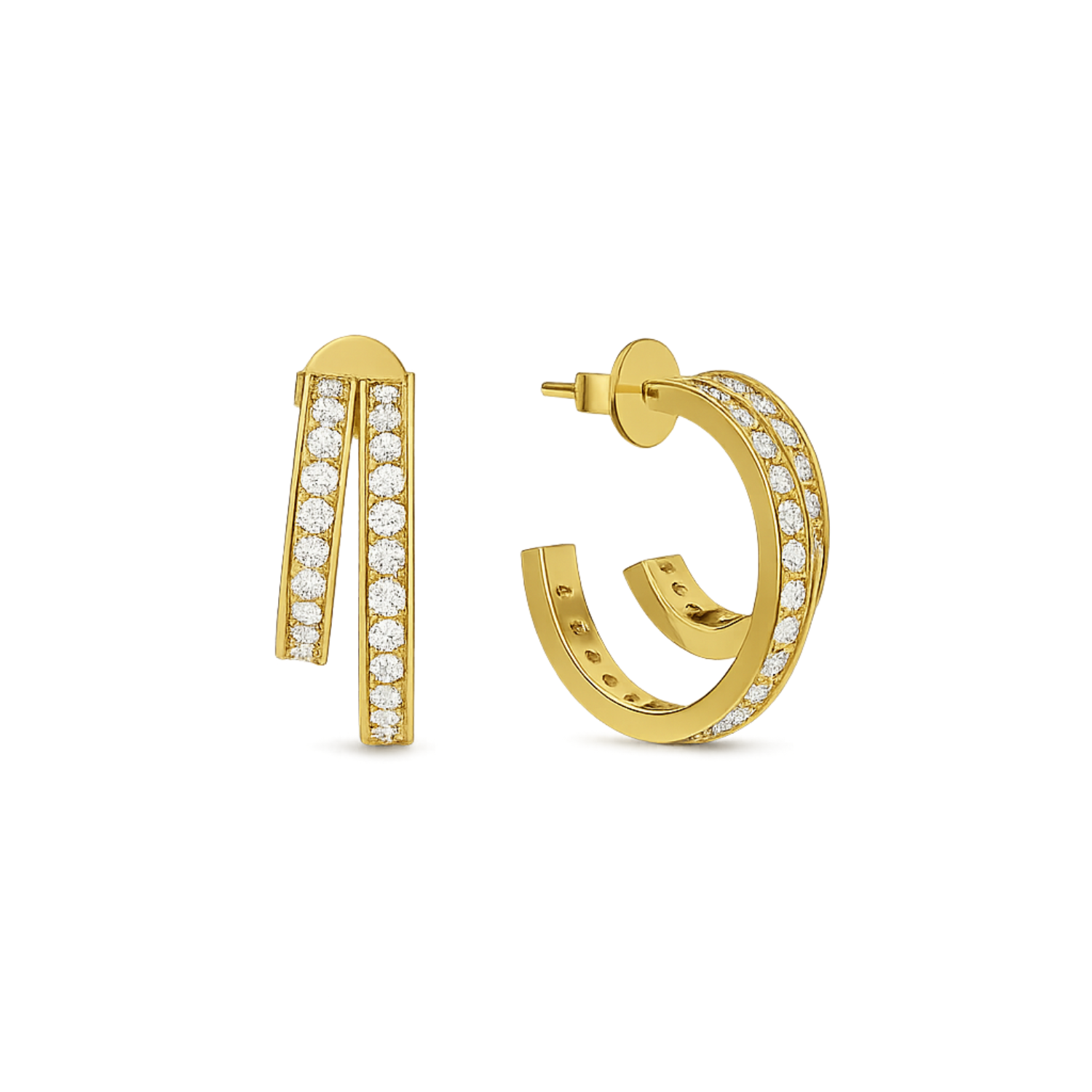 Duet Glam Huggies - 925 Sterling Silver Gold Plated