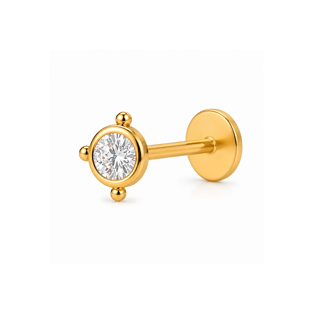Bezel Beaded Nose Pin - close-up detail