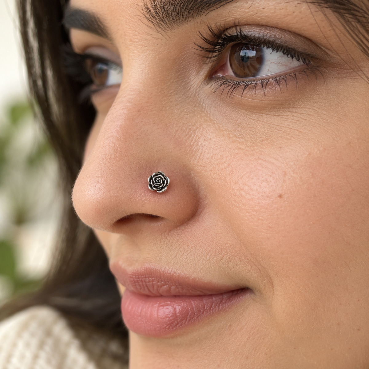 Rose Nose Pin for Women - 925 Sterling Silver
