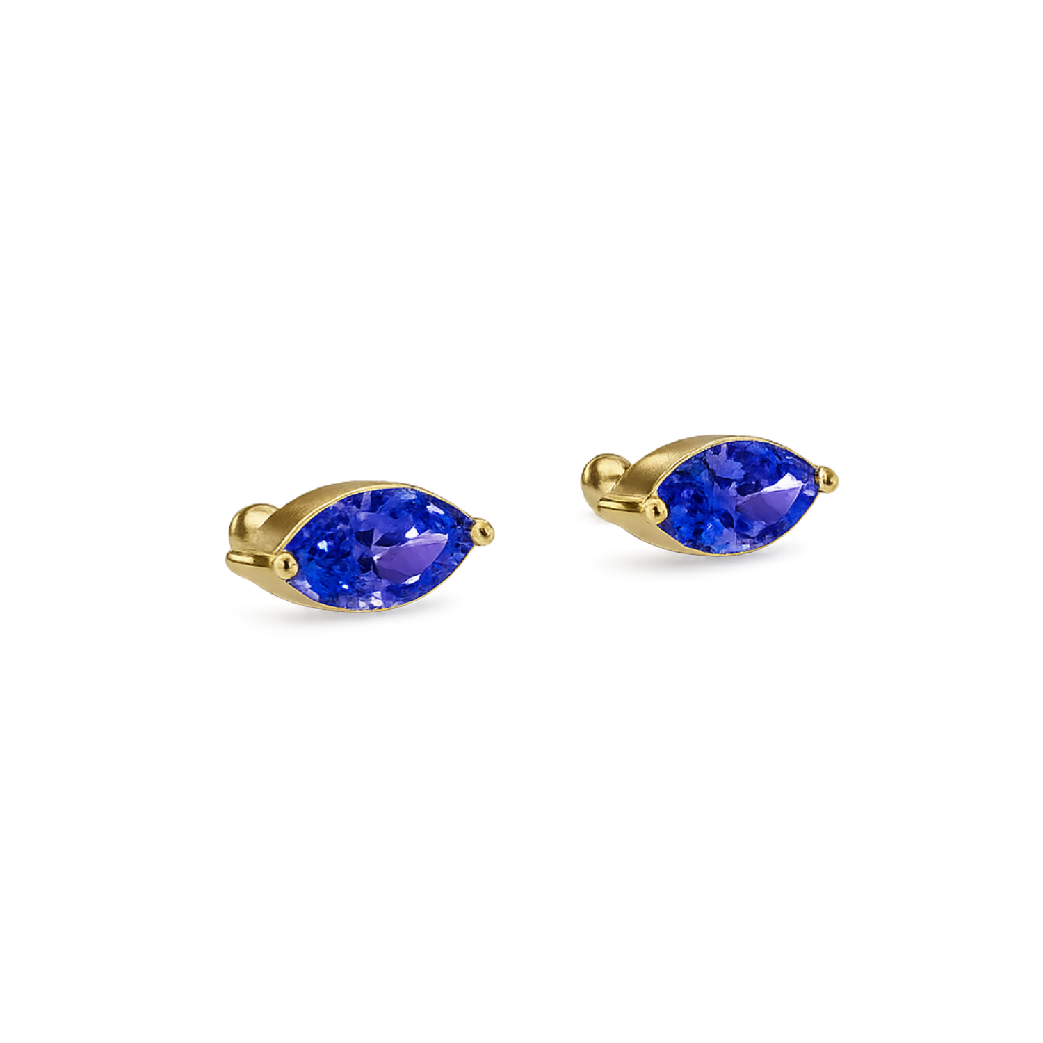Sapphire Marquise Studs - 925 Sterling Silver Gold Plated