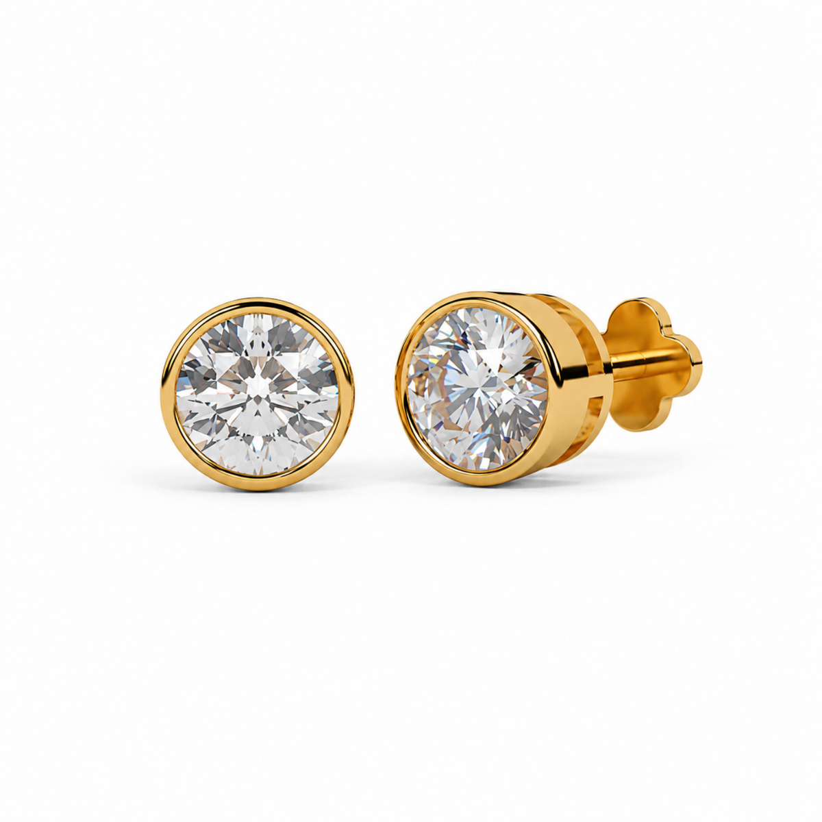 Bezel Round White Cz Solitaire Stud Earrings - 925 sterling silver earrings for women