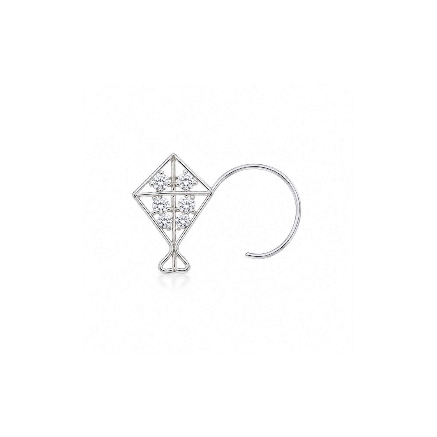 Kite CZ Nose Pin 925 Sterling Silver