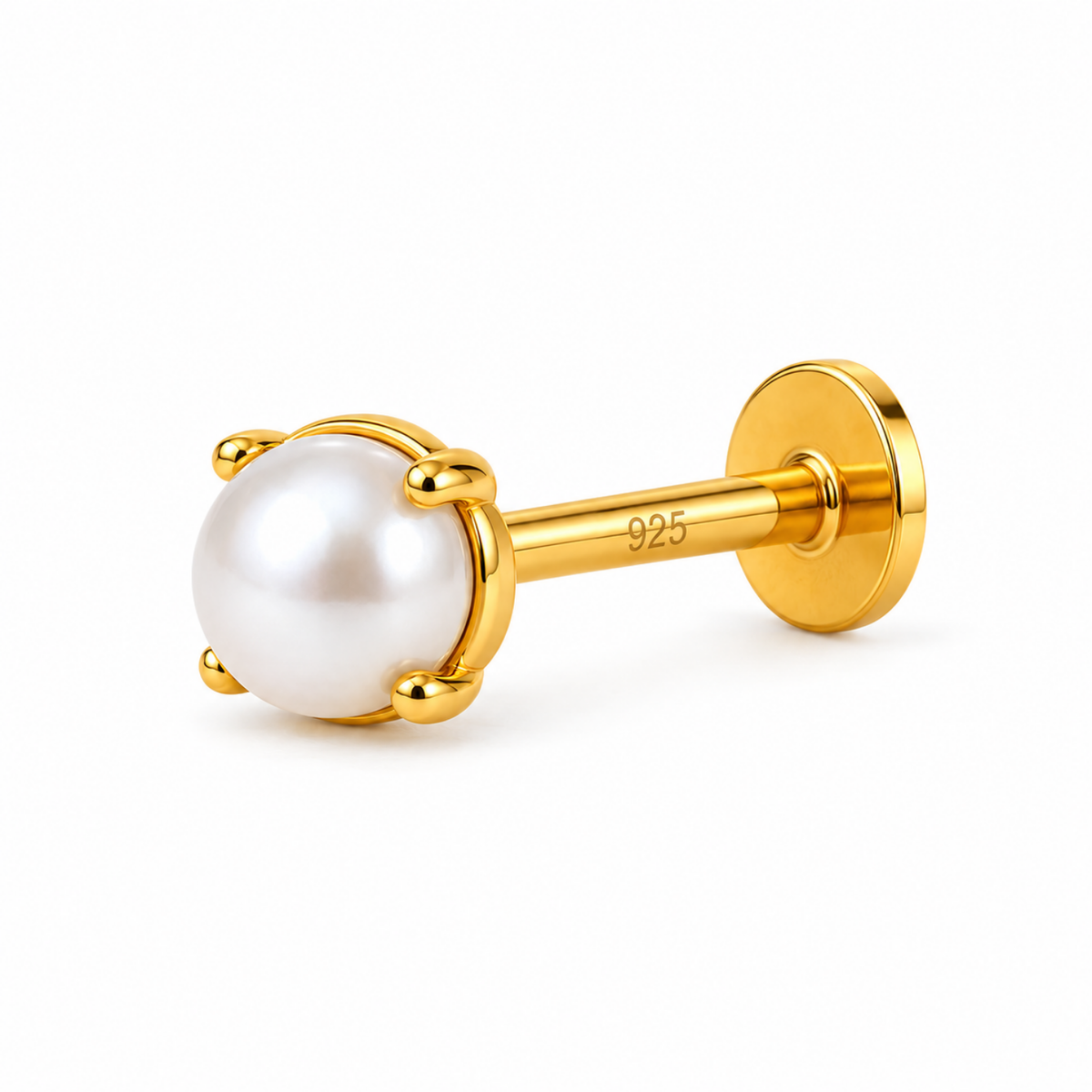 Pearl Solitaire Nose Pin - 925 Sterling Silver