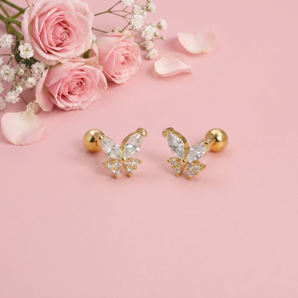 Butterfly Marquise White Cz Stud Earrings – Sterling Silver